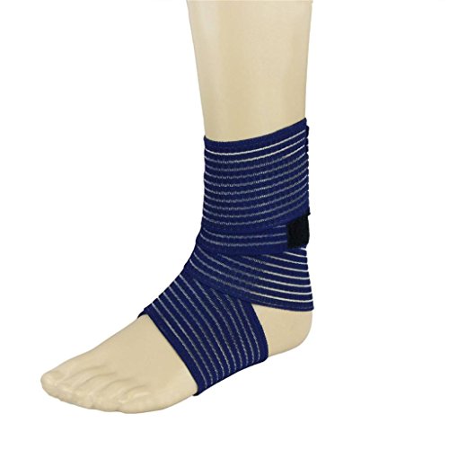 BXT Elastic Breathable Wrap Ankle Support Brace Compression Knee Elbow Wrist Ankle Hand Support Wrap Sports Bandage Strap with Hook & Loop Fastener Straps(A PIECE) - color: Blue, 27.5 inch