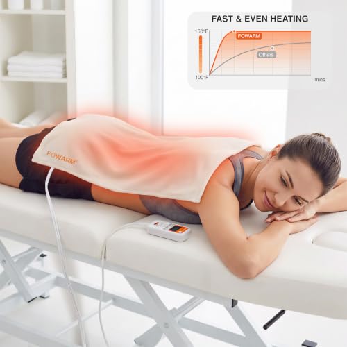 Moist Heating Pad for Back, Neck, Shoulders and Period Cramps, Weighted Electric Heating Pad with 3 Heat Levels and Auto Shut Off, Washable Removable Soft Cover, 27" x 14"