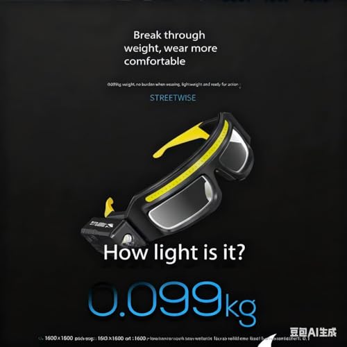 LED Glasses Rechargeable Headlight with Motion Sensor and Touch Control, 5 Modes USB C Lighted Glasses for Night Running,Camping, Fishing, Cycling, Hiking, Hands-Free Lighting (Yellow) - color: Yellow