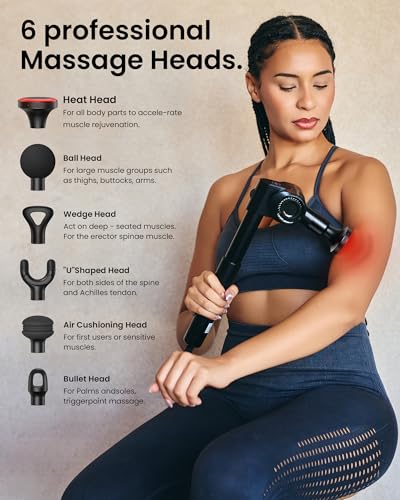 NAPRE Massage Gun with Heat,Deep Tissue Handheld Percussion Back Massager for Muscle/Neck/Body Pain Relief with Long Extension Retractable Handle,32-Speeds,Foldable,5 Adjustable Angles,with Carry Case - color: Classic Black