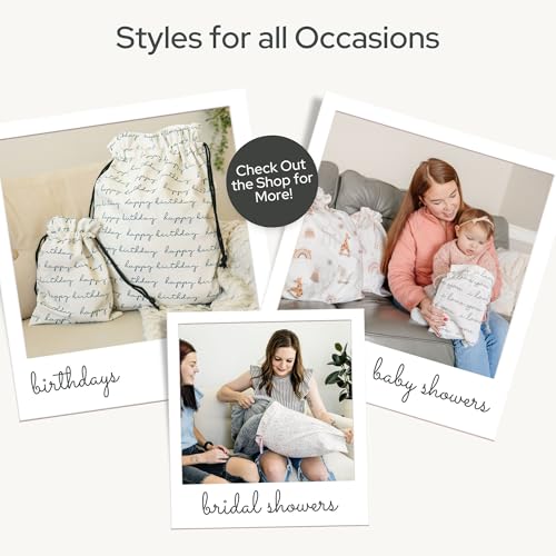 Gather & Knot Gift Bags | Reusable Fabric Drawstring Bags | Extra Large 22” | Premium Canvas Wrap for Birthdays, Baby Showers & Gifting | Dinosaur Flat Bottom - color: Dinosaur Flat