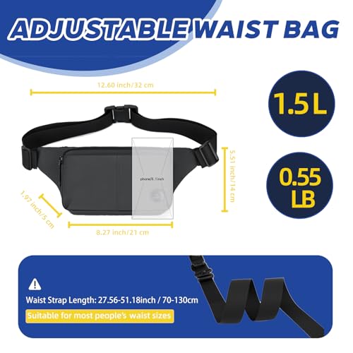 Belt Bag for Men Women - Lightweight Water-Resistant PU Leather & Anti-Jam SBS Zippers, Fanny pack Crossbody Bag for Travel/Commute,Grey - color: Z-grey