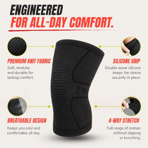 UFlex Athletics Knee Brace Sleeve Men & Women - color: Black