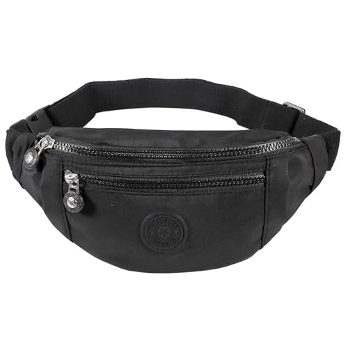 Large Crossbody Fanny Pack with 3-Zipper Pockets,Gifts for Enjoy Sports Festival Workout Traveling Running Casual Hands-Free Wallets Waist Pack Phone Bag Fits All Phones (black+green) - color: black+green