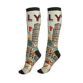 Compression Socks Knee High Circulation Support Socks For Women Men Athletic Running Work Hiking Cycling Travel - color: Italy