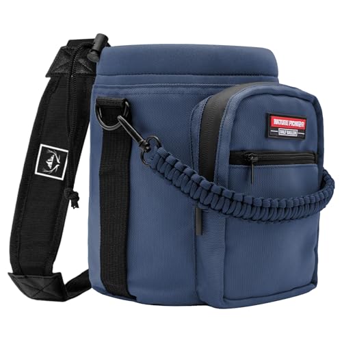 NATURE PIONEOR 26-128 oz Insulated Water Bottle Carrier Holder with Strap - color: Navy, size: Half Gallon YETl