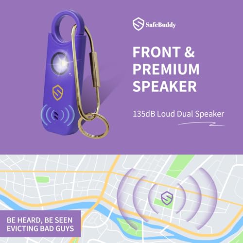 Personal Alarm for Women, Men, Kids, Elderly, Self Defense - Designed by Women 140DB Extra Speakers Alarm with Strobe Light, Rechargeable, Safety Alarms and Premium Keychain (Elegant Purple) - color: Elegant Purple