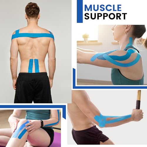 5 Rolls Blue Kinesiology Tape, 2 inch x 16.4 Feet Kinetic Tape - color: Blue