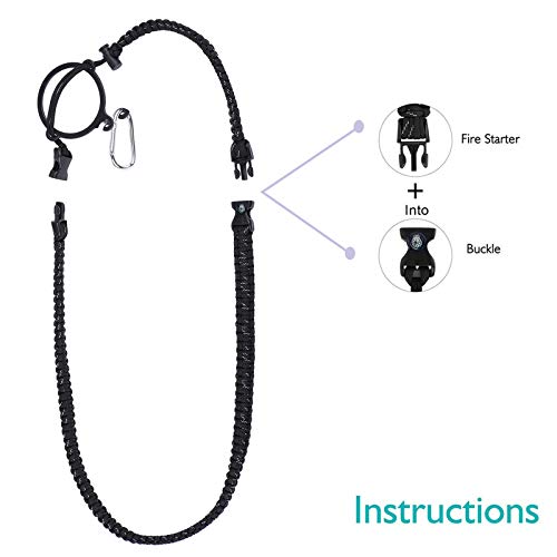 Wongeto Paracord Handle Carrier Holder with Shoulder Strap,Compatible with Hydro Flask Wide Mouth Water Bottles - color: Black/Compass