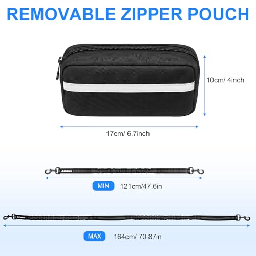 Philorn Hands Free Dog Leash with Pouch, Adjustable Waist Leash for Dog - color: Black for 1