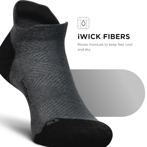 Feetures Elite Max Cushion No Show Tab Ankle Sock - color: New Gray (3 Pair), size: X-Large