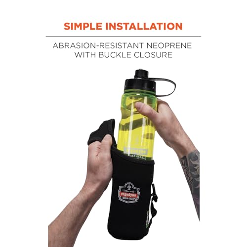 Ergodyne Squids 3775L Water Bottle Holder with Belt Clip, D-Ring Attaches to Tool Lanyards,Large - size: Large