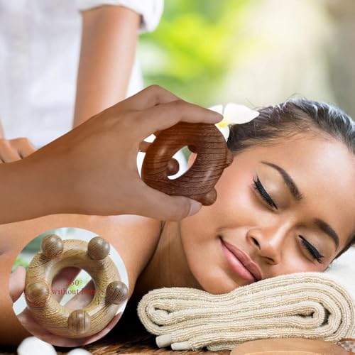 OULIGET Wood Therapy Abdominal Massage Tools,Lymphatic Drainage Massager, Body Sculpting Scraping Tools for Muscle Pain Relief, Anti Cellulite, Body Contouring and Shaping - style: Five Ball Massager