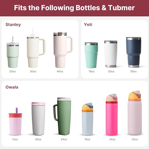 Water Bottle Strap Compatible with Owala & Hydro Flask 12 oz-40 oz, Holder with Shoulder Strap Compatible Stanley Cup Accessories - color: Red