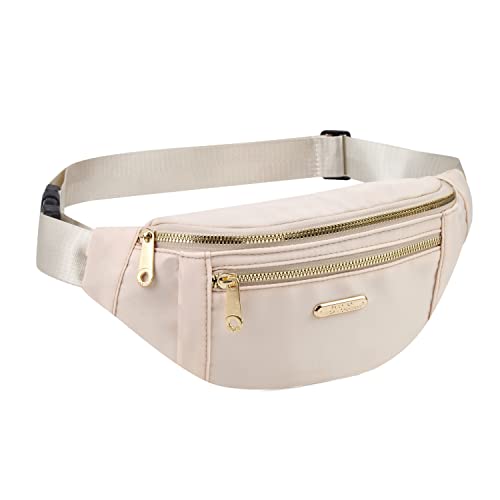 Fanny Packs Waist Pack for Women, Fashion Waist Bag with Adjustable Strap for Travel Sports Running - color: beige