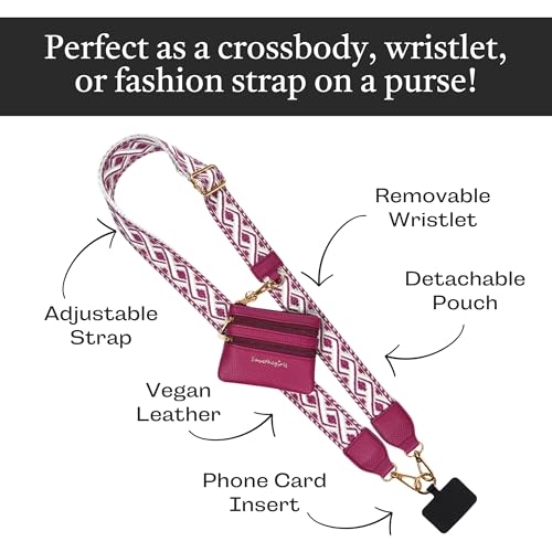 Save the Girls Clip & Go Phone Lanyard with Wallet Pouch, XOXO Boysenberry - color: Boysenberry