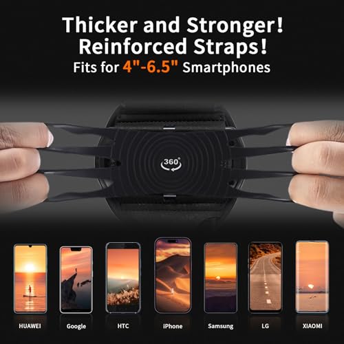 Running Armband 360°Rotatable,Arm Band for Phone Fits All 4''-6.5'' Smartphones,Compatible with iPhone 17/16/15pm/p,Workout Cellphone Holder with Key Holder,for Running Hiking Biking Walking