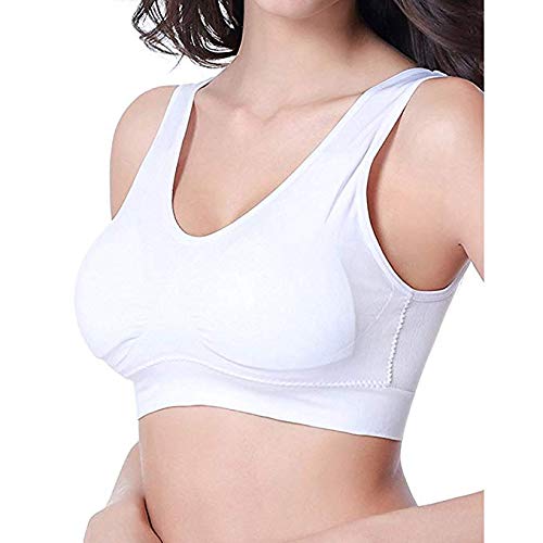 Boolavard Women's Seamless Sports Style Bra Crop Top Vest Stretch Shapewear - color: 4 X White, size: Medium