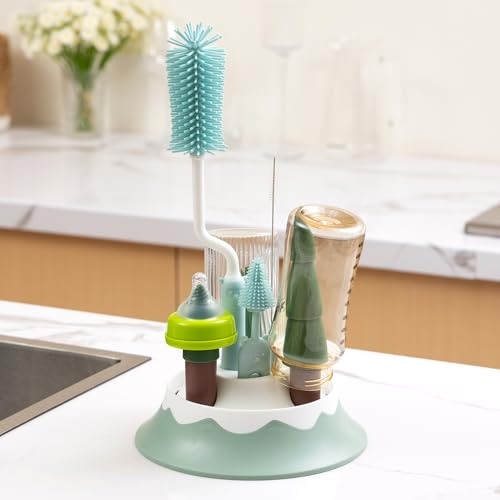 Baby Bottle Drying Rack and Cleaning Set，Xmas Surprise Gift for Newmom - style: Set, Blue