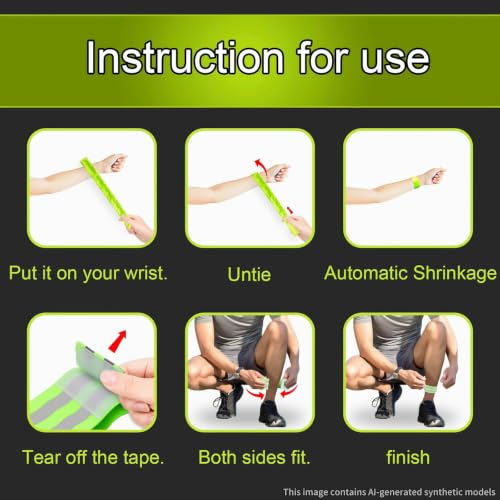 4PCS Reflective Running Gear, High Visibility Bands for Wrist Ankle Arm Leg
