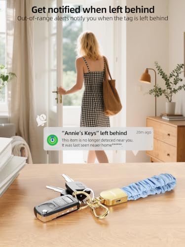 Keychain Wristlet, Works with Apple Find My, Rechargeable - color: Mist Blue
