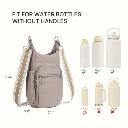 Telena Water Bottle Holder with Strap RFID Crossbody Bags for Women - color: Taupe