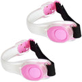 Premium LED Light Up Armband, Reflective Adjustable Wearable Silicone Running Belt Strap/Waterproof Glow in The Dark for Running Jogging Walking Cycling Concert Camping Outdoor Sports - color: Pink - 2 Packs