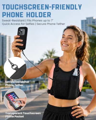 Zelvot Running Vest with 500ml Soft Flask, Chest Pack with Phone Pouch - color: Black