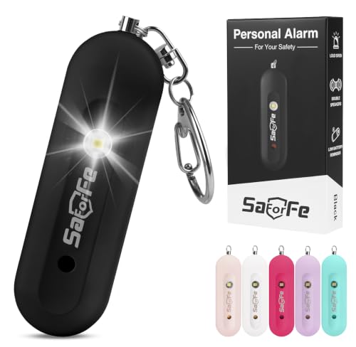 Personal Safety Alarm - Waterproof Rechargeable Security Alarm - 140dB Extra Loud Siren & Strobe Light - Self Defense Keychain - Gift for Women, Teenagers, College Girls, Seniors (Black) - color: Black