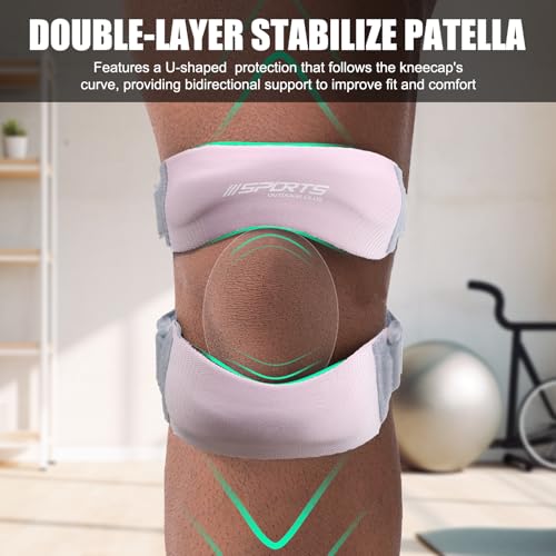 NuCamper Patellar Tendon Support Strap, Adjustable Patella Band Knee Brace for Men & Women Relief Knee Pain, Patella Stabilizer Knee Straps for Running, Basketball, Tendonitis, Jumpers Knees Pink - color: Pink
