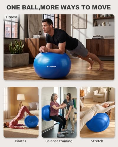 Trideer Yoga Ball for Exercise, Pregnancy, Exercise Ball, Pump Included - color: Royal Blue, size: M(19-22ines/48-55cm)