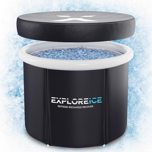 Explore Ice Bath Pro Max XL Cold Plunge Barrel Tub, Black/White, 100 Gallon
