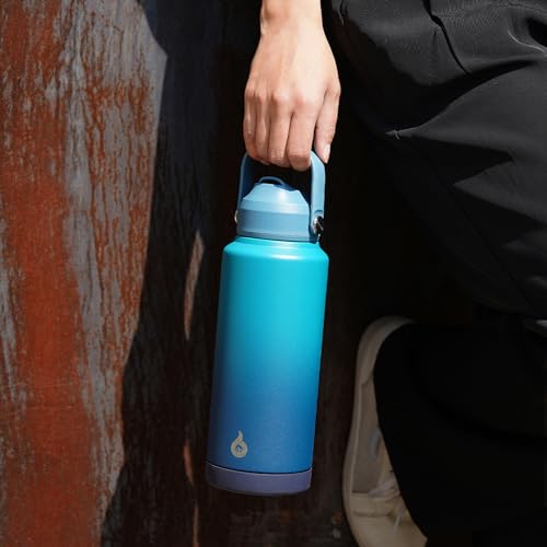 BJPKPK 40oz Insulated Water Bottle, Stainless Steel Bottle with Straw Lid - color: Gray, size: 40 Ounces