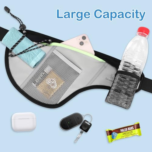 SooGree Men Women Sports Running Waist Bag, Waterproof Fanny Packs with Adjustable Belt, Waist Fanny Pack Bag with Water Bottle Holde for Running Hiking Walking Biking - color: GSP8807 Black Top-Gray Bottom