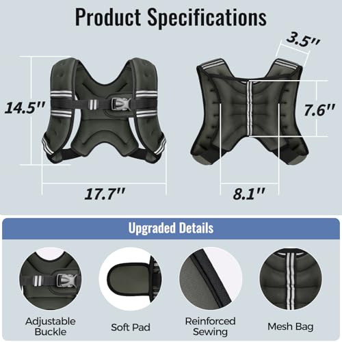 Zeerun Weighted Vest, 6/8/10/12/15/18/20/24/30LB for Men Women - color: Gray, size: 12 Lb