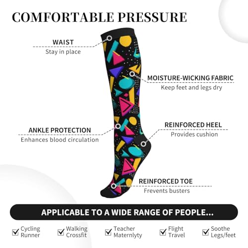Compression Socks Knee High Circulation Support Socks For Women Men Athletic Running Work Hiking Cycling Travel - color: 80s