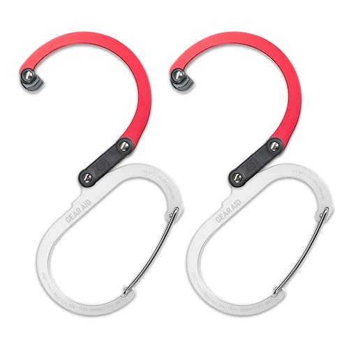 GEAR AID HEROCLIP Small Carabiner Gear Clip with 360° Swivel Hook - color: Hot Rod Red, size: 2 Carabiners