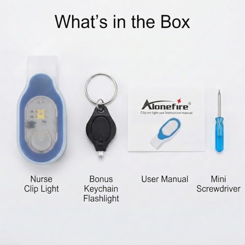 ALONEFIRE LED Flashlights Clip on Flashlight Night Safely Nursing Night Light Hands Free Strong Magnetic to Grip Clothing with a Keychain Flashlight for Walking Running Sports Outdoor Emergency - color: Blue