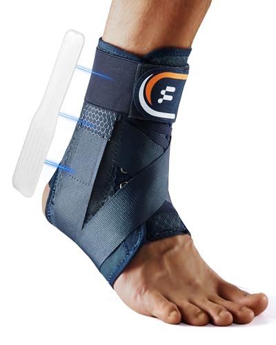 Ankle Brace for Men Women with Removable Side Splints Figure 8 Strap - color: Blue, size: S