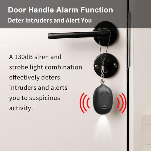 3-in-1 Personal Security Set – 130dB Personal Safety Alarm, Door Handle Alarm & LED Flashlight, Maximum Strength Pepper Spray Gel, Flip-Top Safety Cap, Adjustable Hand Strap for Runners - color: Black/Black, style: 40ML