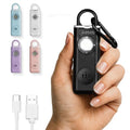 Rechargeable Personal Safety Alarm Keychain, 130dB, USB-C Charging, Black - color: Black