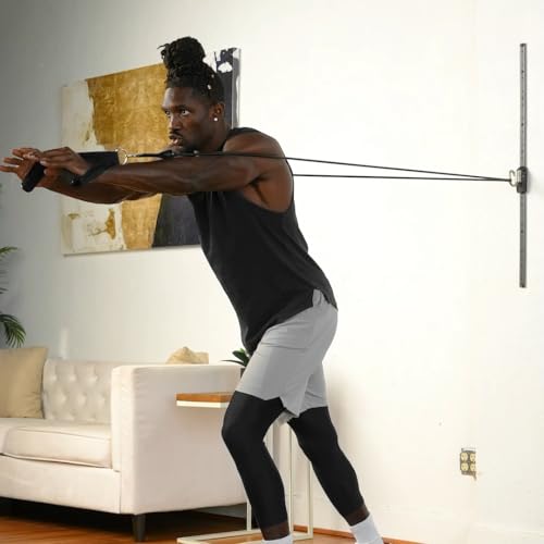Space Saver Gym Resistance Bands Wall Anchor for At Home Fitness Workouts with 1 Rail and 1 Rail Car - style: 5 Resistance Bands, 1 Set of Handles