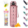 Opard Zip 32oz Plastic Water Bottle Dishwasher Safe, Leakproof Flip-Top Lid, BPA Free Tritan, Wide Mouth Reusable Sports Water Bottle for Gym Hiking Commuting Outdoor Travel and School - color: Z-Pink, style: 32 Ounces