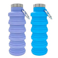 YCT Collapsible Water Bottle 17oz（500ml），Travel Portable Sport Water Bottle，Reusable Silicone Foldable Water Bottles for Gym Camping Hiking (Purple+Blue) - color: Purple+Blue