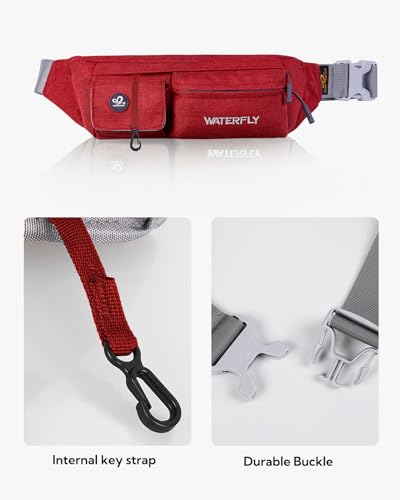 WATERFLY Small Fanny Pack for Women Men, Crossbody Travel Waist Bag Red - color: Red