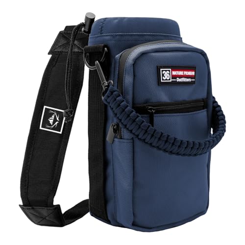 NATURE PIONEOR 26-128 oz Insulated Water Bottle Carrier Holder with Strap - color: Navy, size: 32-36oz