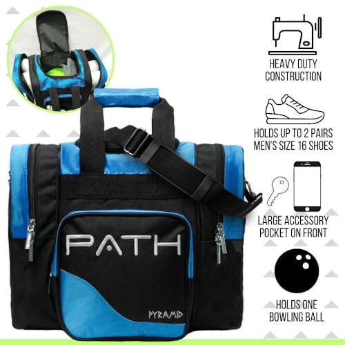 Pyramid Path Pro Deluxe Single Bowling Ball Tote - Holds One Ball, One Pair Shoes Up to Mens 15 - color: Asgard Blue