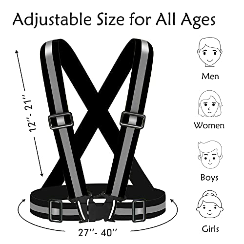 Reflective Vest Running Gear High Visibility Safety Vest Strap for Night - color: Black
