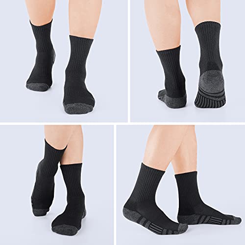 Felicigeely Athletic Crew Socks Cushioned Breathable for Men & Women 6 Pack - color: Double Stripe Black, size: 12-14