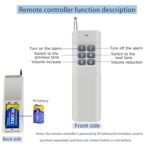 0.31mile Wireless Remote Control Siren Adjustable Volume Tone Waterproof 130dB Horn Security Alarm Systerm with LED Strobe Light AC110-120V